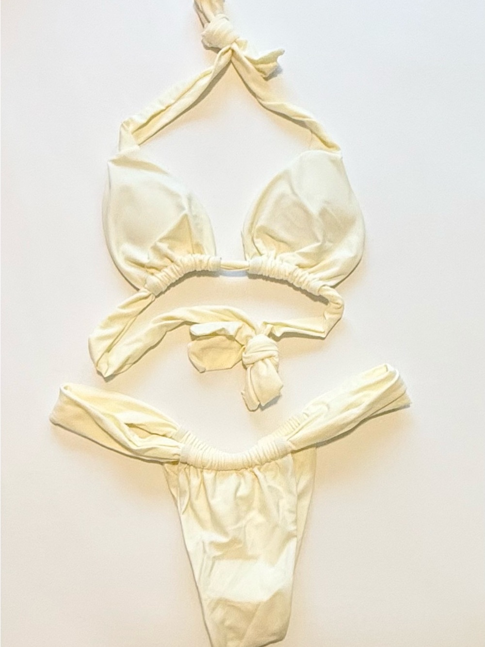 Cream Halter Tie Bikini Set